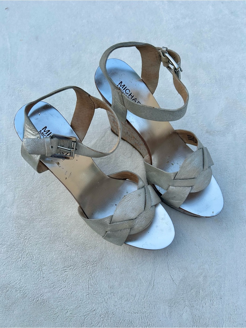 Michael Kors Silver Wedges Heels Cork Sz. 7